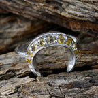 Citrine multiple Japanese 925 Sterling Silver Yellow Gemstones Whisper thin Boho Ring Jewellery