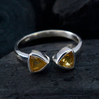 Citrine Toi et Moi American Sterling Silver Yellow Gemstones Dainty Glamorous Ring Jewellery