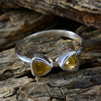 Citrine Toi et Moi American Sterling Silver Yellow Gemstones Dainty Glamorous Ring Jewellery