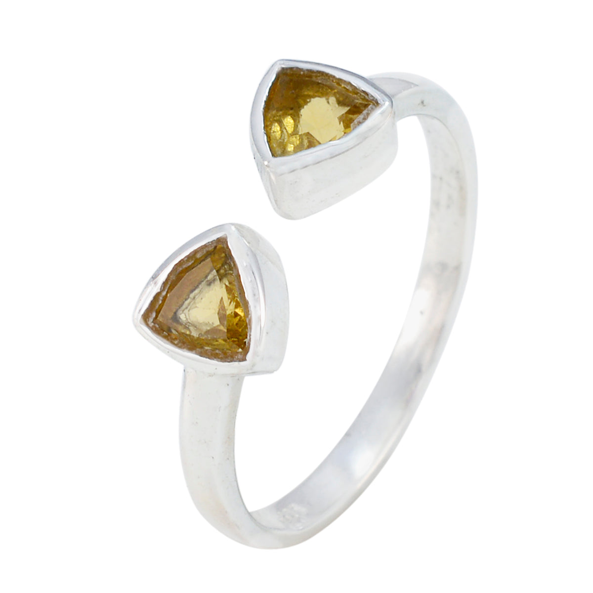 Citrine Toi et Moi American Sterling Silver Yellow Gemstones Dainty Glamorous Ring Jewellery