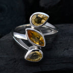 Citrine Trilogy African Silver Yellow Gems Mid weight Signet Ring Jewellery