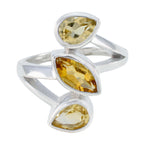 Citrine Trilogy African Silver Yellow Gems Mid weight Signet Ring Jewellery