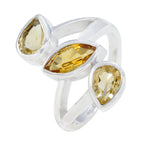 Citrine Trilogy African Silver Yellow Gems Mid weight Signet Ring Jewellery