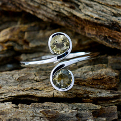 Citrine Toi et Moi Russian 92.5 Silver Yellow Gemstones Featherlight Glamorous Ring Jewellery