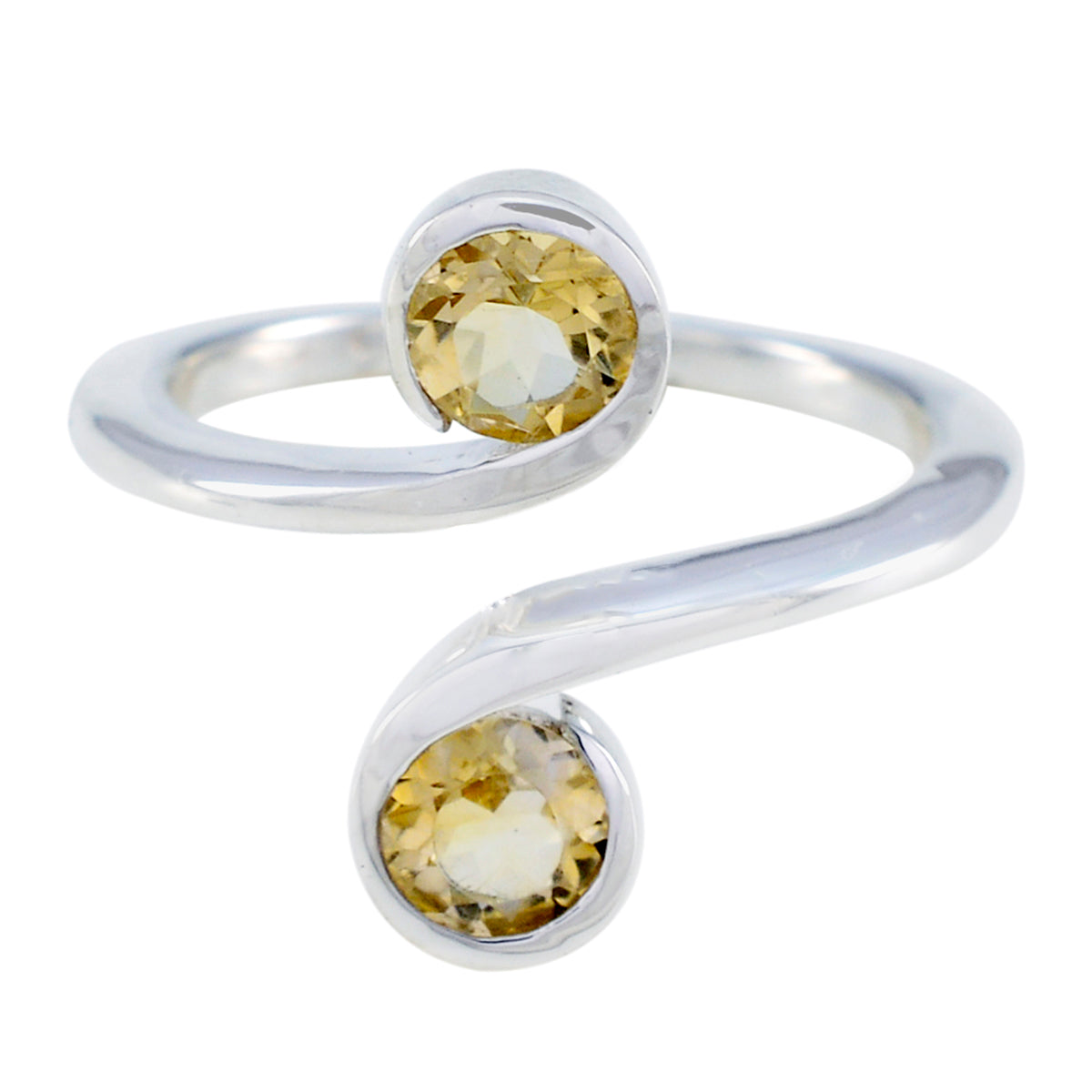 Citrine Toi et Moi Russian 92.5 Silver Yellow Gemstones Featherlight Glamorous Ring Jewellery Immagine principale del prodotto