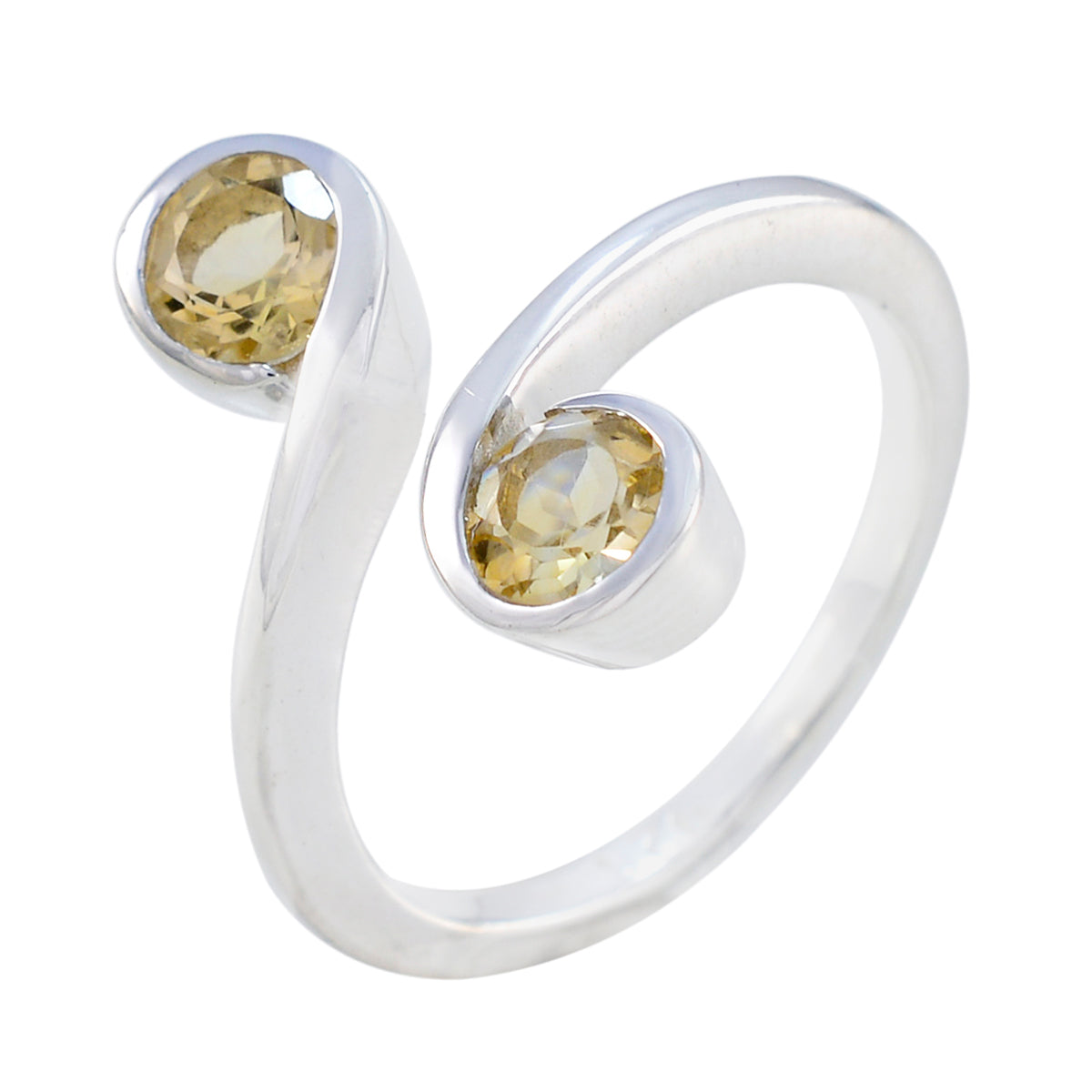 Anello glamour leggero con gemme gialle in argento 92,5 russo, Toi et Moi, con citrino Immagine secondaria del prodotto