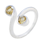 Citrine Toi et Moi Russian 92.5 Silver Yellow Gemstones Featherlight Glamorous Ring Jewellery