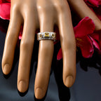 Citrine Trilogy French Sterling Silver Yellow Gemstones Eye catching Boho Band Jewelry