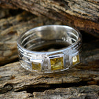Citrine Trilogy French Sterling Silver Yellow Gemstones Eye catching Boho Band Jewelry