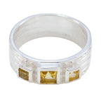 Citrine Trilogy French Sterling Silver Yellow Gemstones Eye catching Boho Band Jewelry