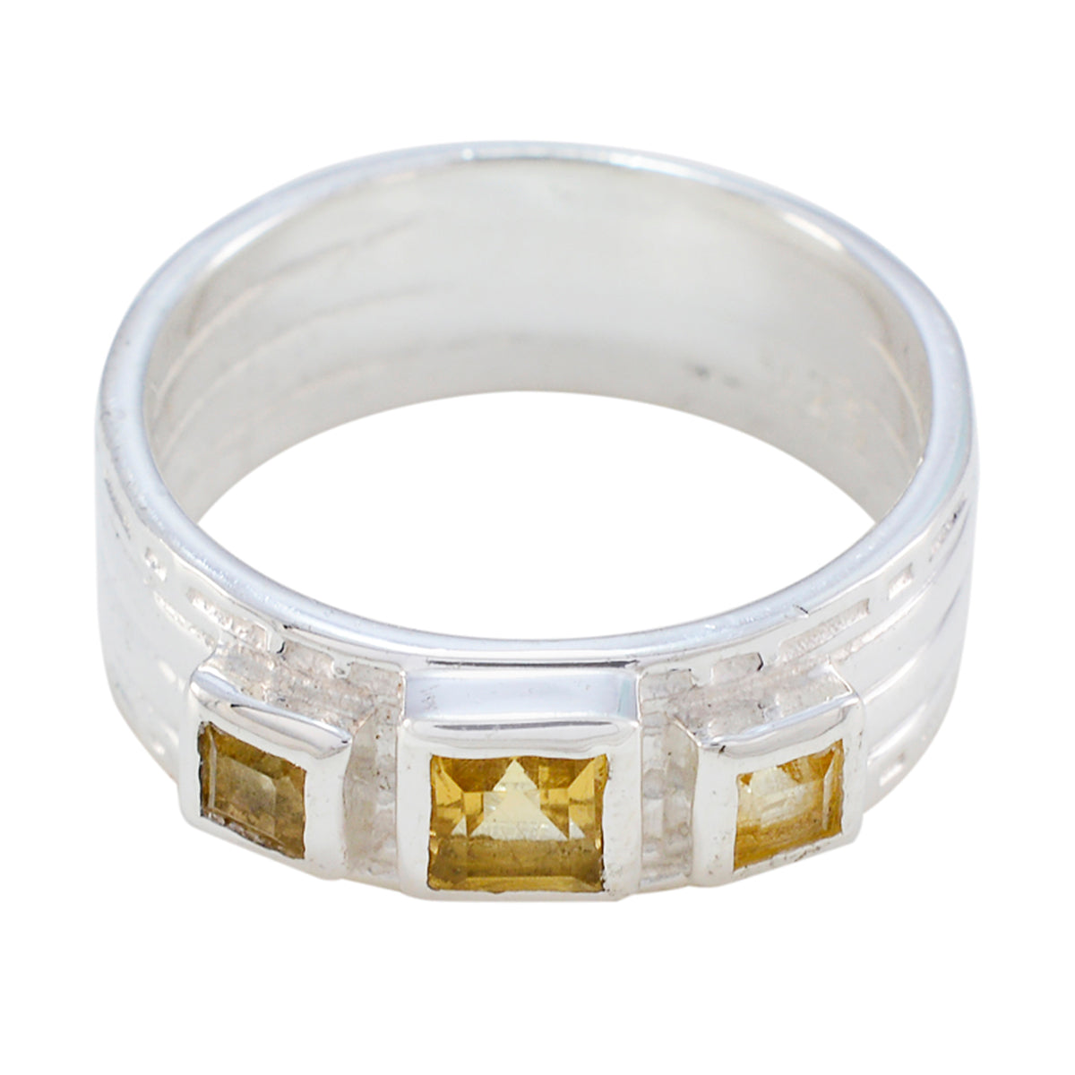 Citrine Trilogy French Sterling Silver Yellow Gemstones Eye catching Boho Band Jewelry