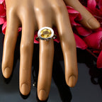 Citrine Halo Egyptian 925 Silver Yellow Gemstone Eye catching Contemporary Ring Jewellery