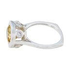 Citrine Halo Egyptian 925 Silver Yellow Gemstone Eye catching Contemporary Ring Jewellery
