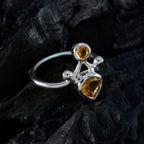 Citrine Toi et Moi African 925 Sterling Silver Yellow Gems Tiny Romantic Ring Jewelry
