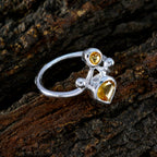 Citrine Toi et Moi African 925 Sterling Silver Yellow Gems Tiny Romantic Ring Jewelry
