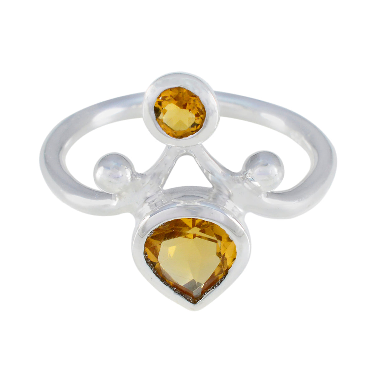 Citrine Toi et Moi African 925 Sterling Silver Yellow Gems Tiny Romantic Ring Jewelry Immagine principale del prodotto