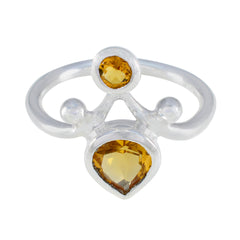 Citrine Toi et Moi African 925 Sterling Silver Yellow Gems Tiny Romantic Ring Jewelry