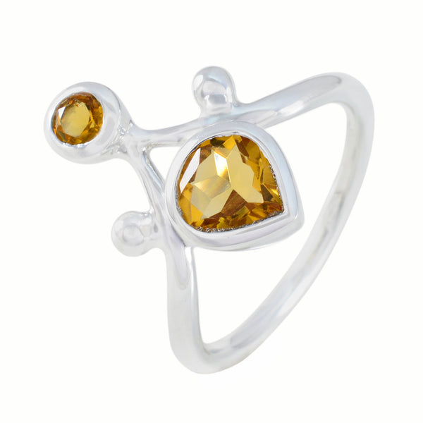 Citrine Toi et Moi African 925 Sterling Silver Yellow Gems Tiny Romantic Ring Jewelry