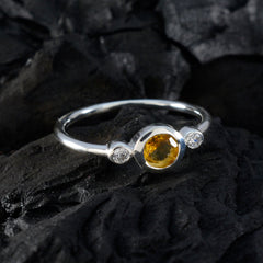 Citrine Trilogy Turkish Silver Yellow Gemstone Elegant  Sophisticated Ring Jewelry