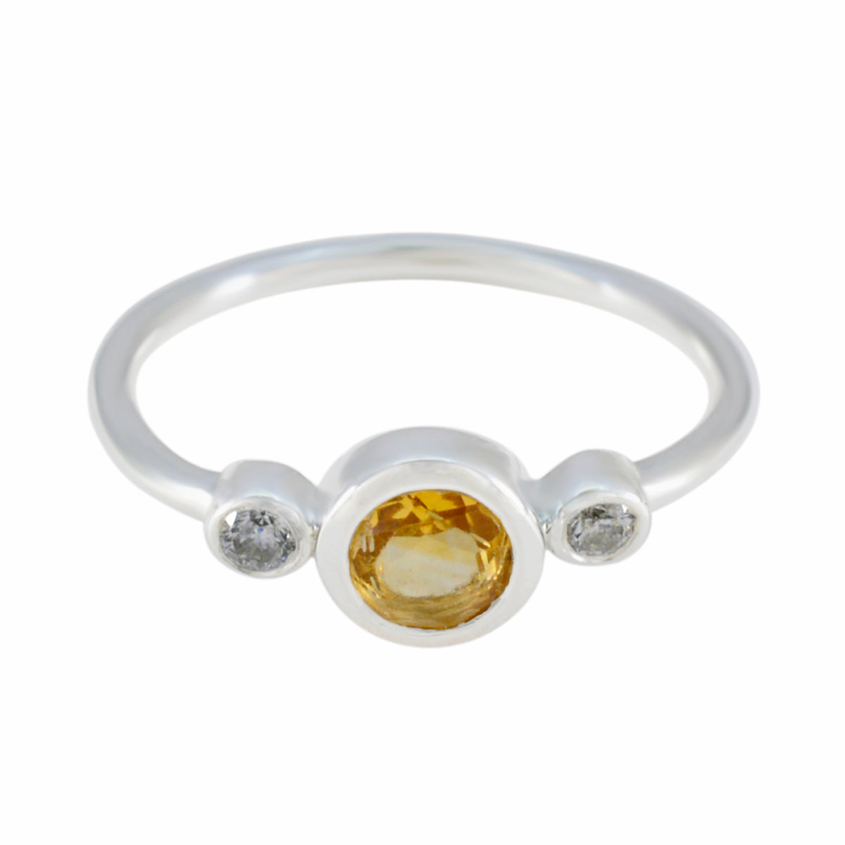 Citrine Trilogy Turkish Silver Yellow Gemstone Elegant  Sophisticated Ring Jewelry