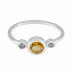 Citrine Trilogy Turkish Silver Yellow Gemstone Elegant  Sophisticated Ring Jewelry