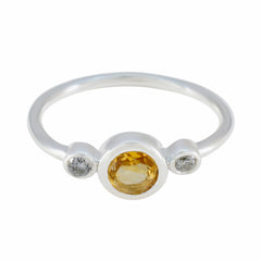 Citrine Trilogy Turkish Silver Yellow Gemstone Elegant  Sophisticated Ring Jewelry