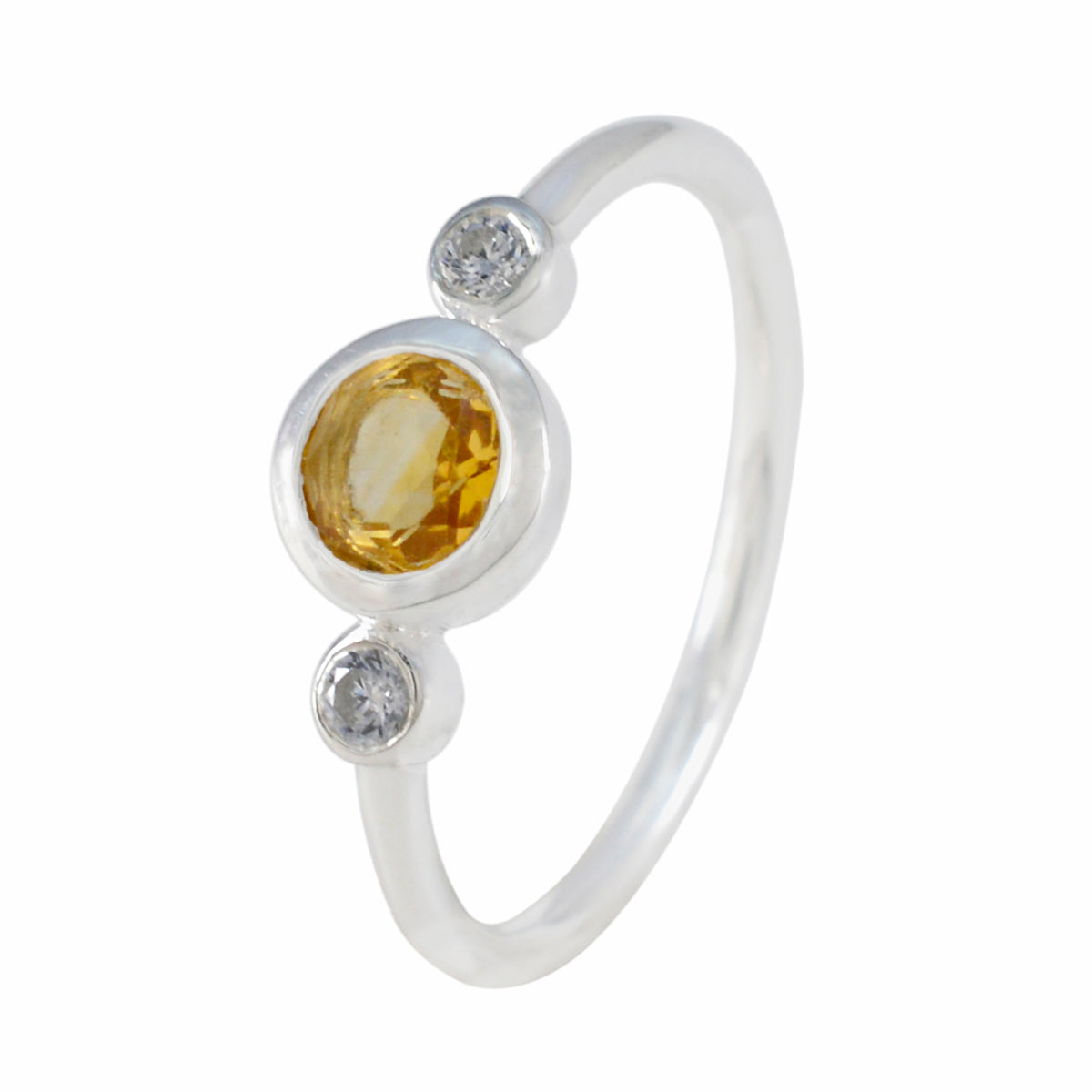Citrine Trilogy Turkish Silver Yellow Gemstone Elegant  Sophisticated Ring Jewelry