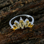 Citrine Hepta Korean 925 Sterling Silver Yellow Gemstone Dainty crown Ring Jewellery