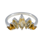 Citrine Hepta Korean 925 Sterling Silver Yellow Gemstone Dainty crown Ring Jewellery