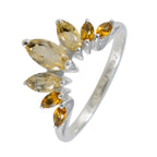 Citrine Hepta Korean 925 Sterling Silver Yellow Gemstone Dainty crown Ring Jewellery