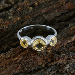 Citrine Trilogy American Silver Yellow Gemstone Whisper thin Modern Ring Jewellery