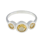 Citrine Trilogy American Silver Yellow Gemstone Whisper thin Modern Ring Jewellery