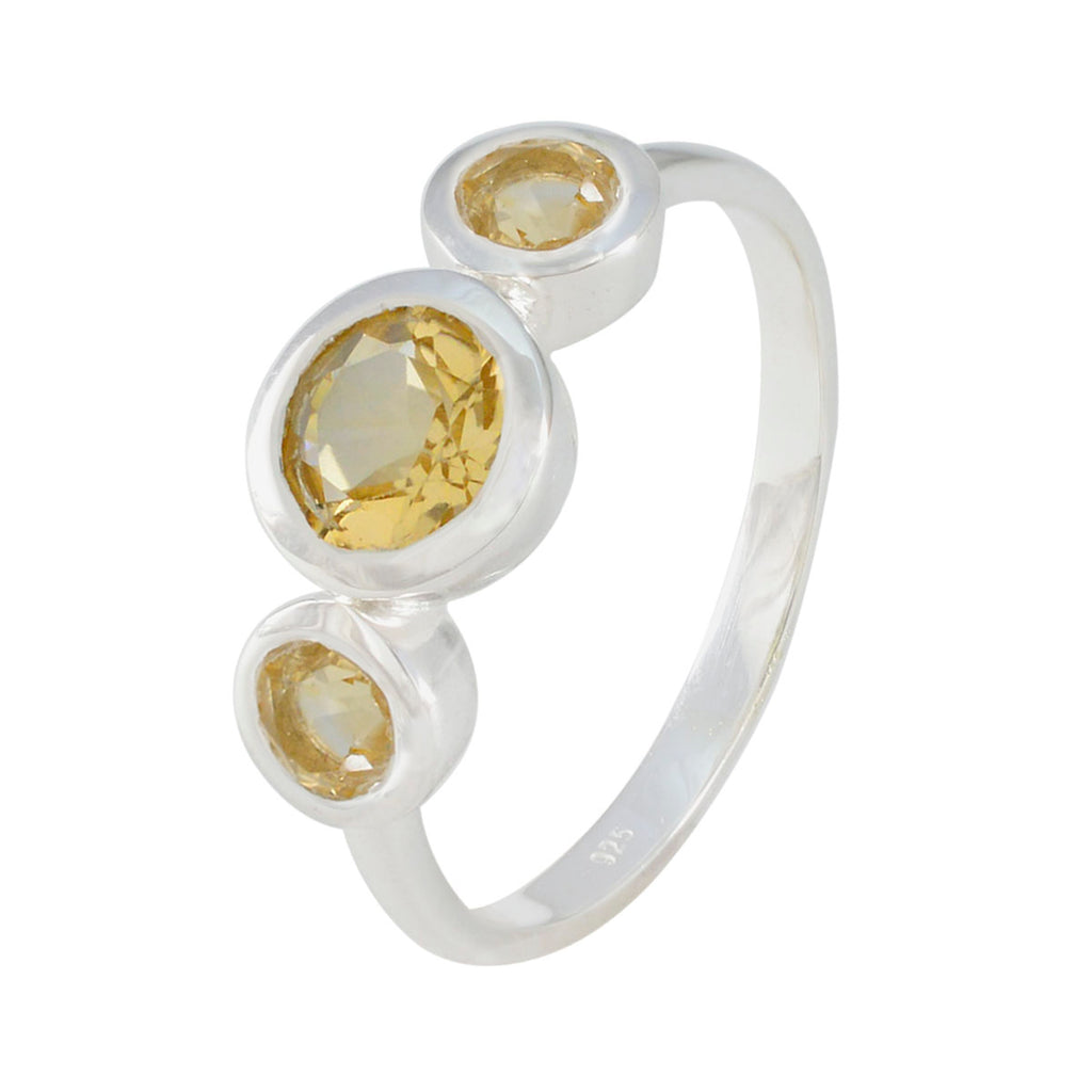 Citrine Trilogy American Silver Yellow Gemstone Whisper thin Modern Ring Jewellery