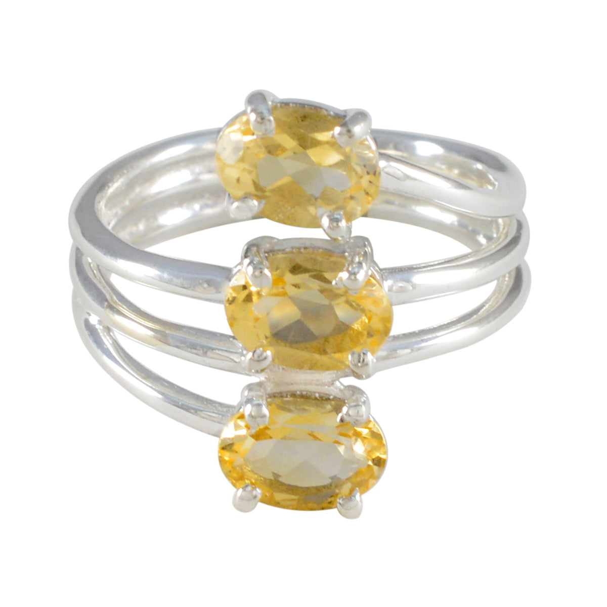 Citrine Trilogy Egyptian 925 Sterling Silver Yellow Gems Tiny Glamorous Ring Jewellery Главное изображение товара