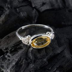 Citrine Trilogy Korean 925 Silver Yellow Gems Whisper thin Artisan Ring Jewellery