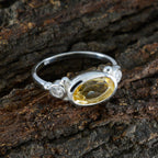 Citrine Trilogy Korean 925 Silver Yellow Gems Whisper thin Artisan Ring Jewellery