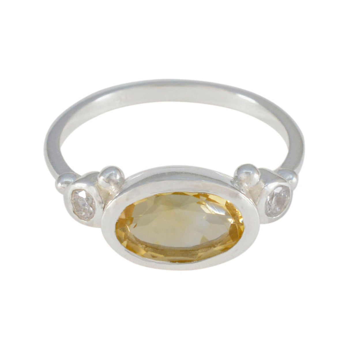 Citrine Trilogy Korean 925 Silver Yellow Gems Whisper thin Artisan Ring Jewellery