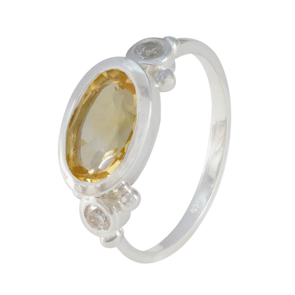 Citrine Trilogy Korean 925 Silver Yellow Gems Whisper thin Artisan Ring Jewellery