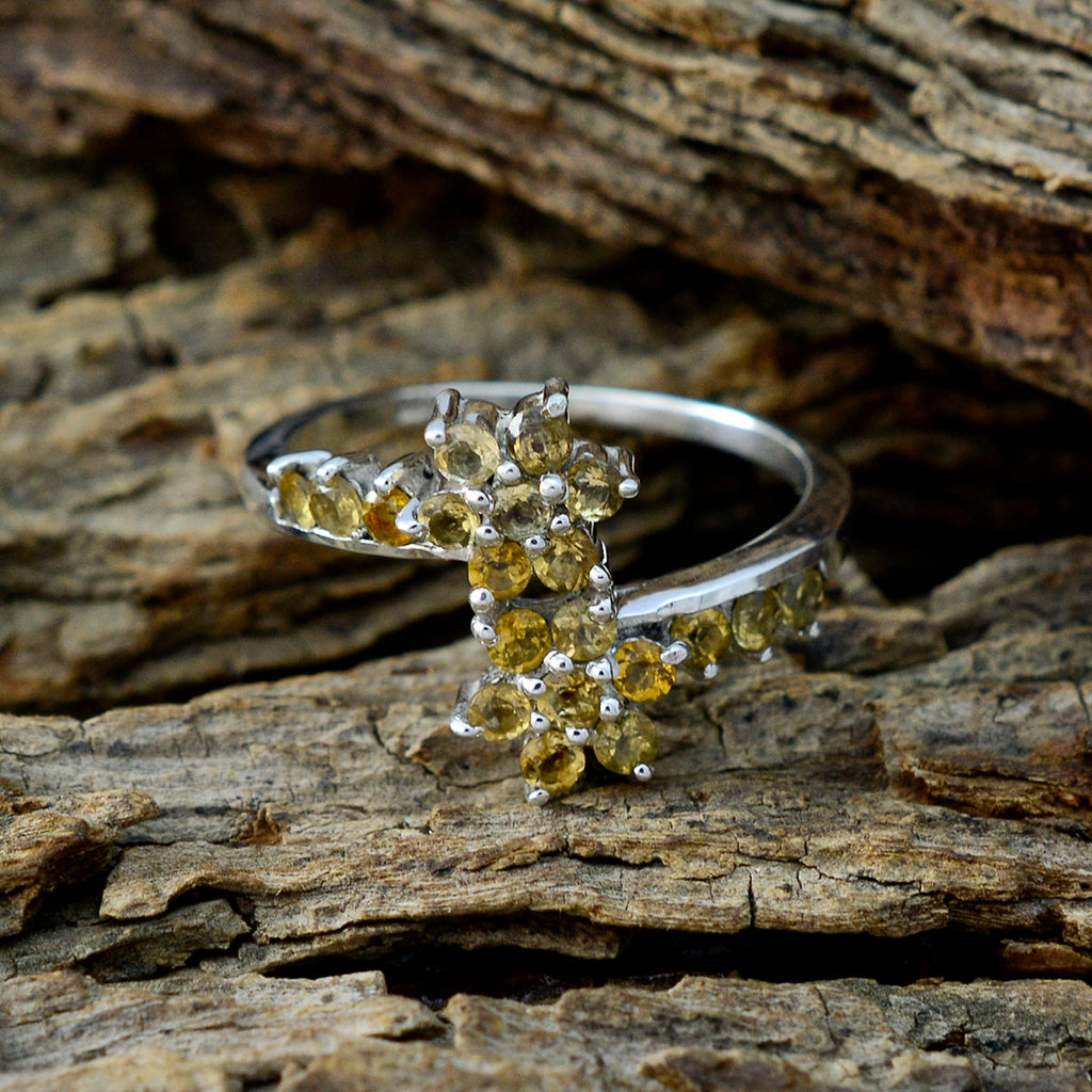 Citrine multiple Turkish 92.5 Silver Yellow Gems Delicate Romantic Ring Jewelry