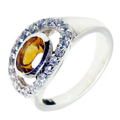 Citrine Halo Korean Silver Yellow Gems Whisper thin Trendy Ring Jewellery
