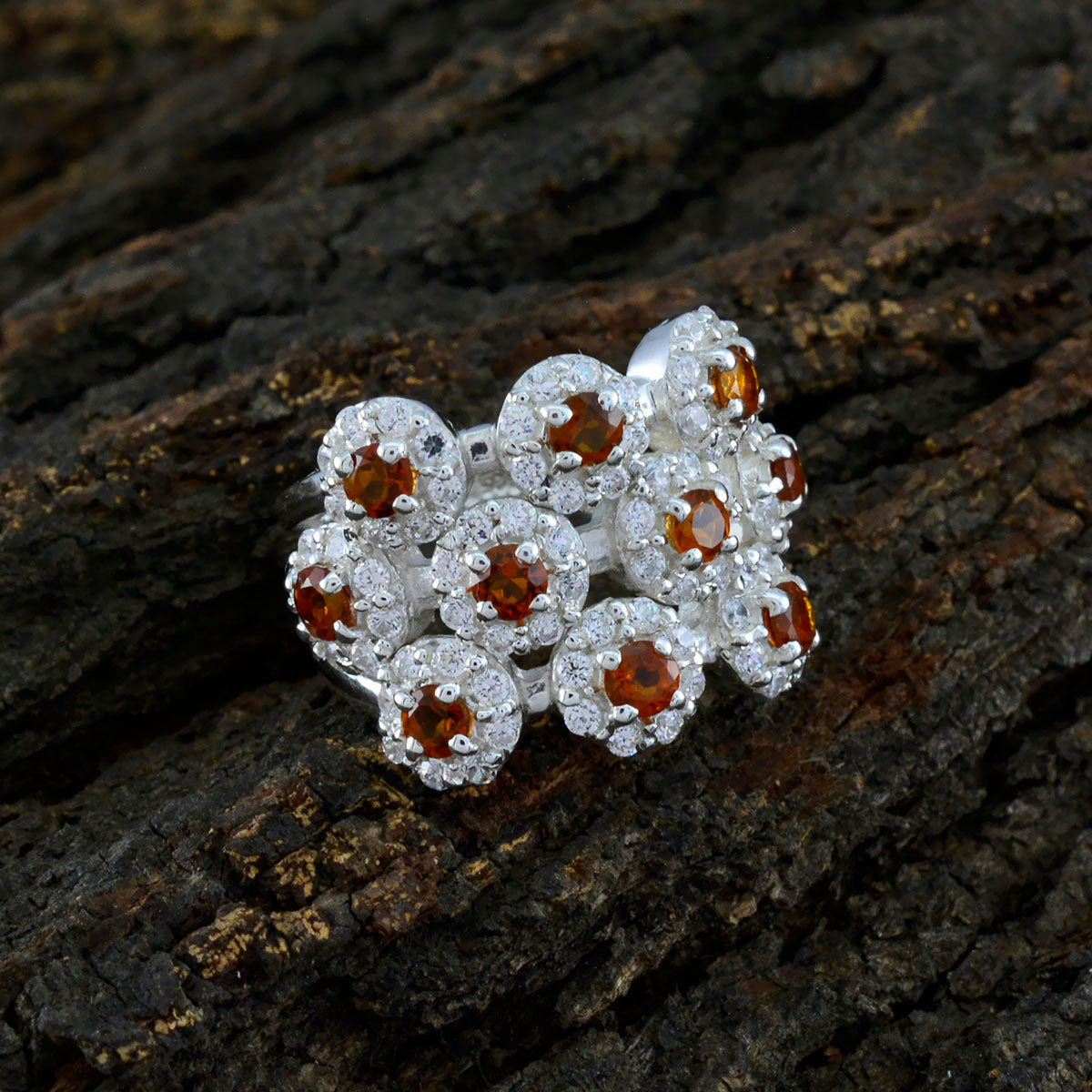 Citrine multiple Indian Silver Yellow Gemstone Essential  Modern Ring Jewellery