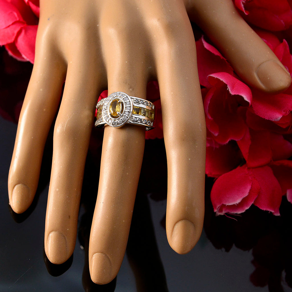 Citrine Halo African Sterling Silver Yellow Gems Eye catching Abstract Ring Jewelry