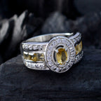 Citrine Halo African Sterling Silver Yellow Gems Eye catching Abstract Ring Jewelry