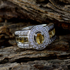 Citrine Halo African Sterling Silver Yellow Gems Eye catching Abstract Ring Jewelry