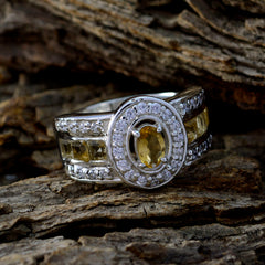 Citrine Halo African Sterling Silver Yellow Gems Eye catching Abstract Ring Jewelry
