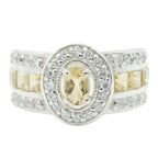 Citrine Halo African Sterling Silver Yellow Gems Eye catching Abstract Ring Jewelry