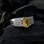 Citrine Halo Moroccan Silver Yellow Gems Classic Feminine Ring Jewellery