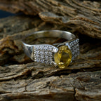 Citrine Halo Moroccan Silver Yellow Gems Classic Feminine Ring Jewellery