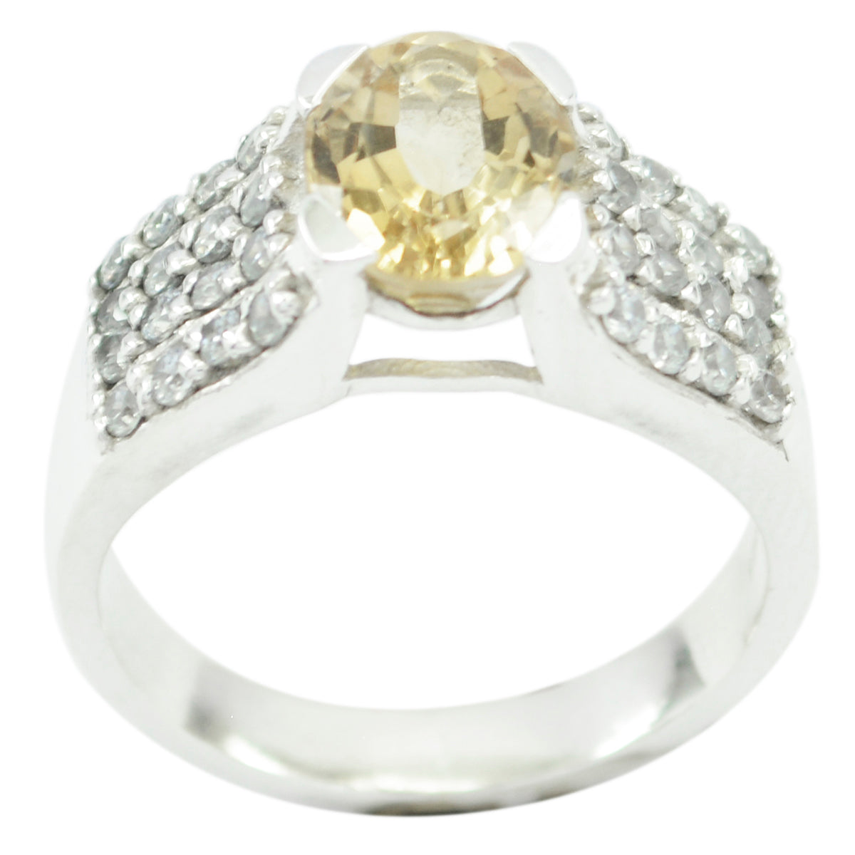 Citrine Halo Moroccan Silver Yellow Gems Classic Feminine Ring Jewellery