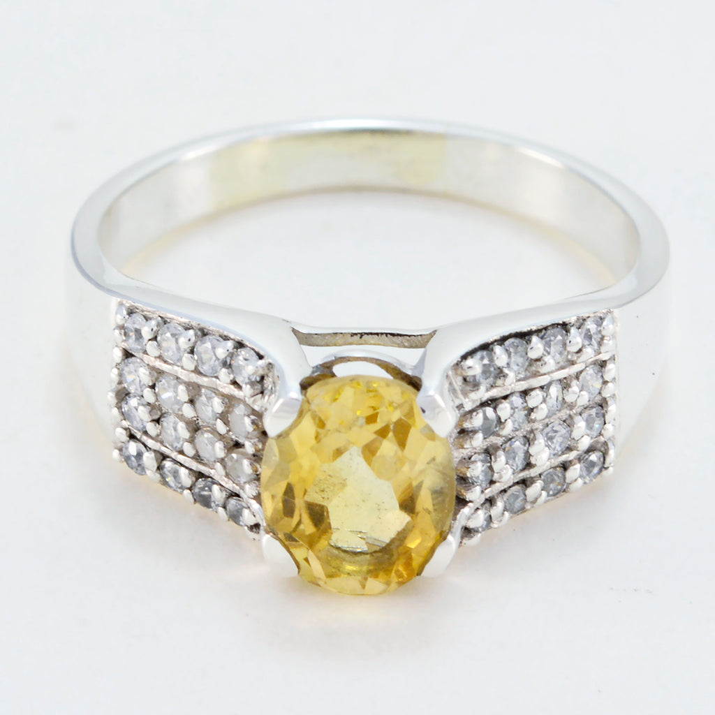 Citrine Halo Moroccan Silver Yellow Gems Classic Feminine Ring Jewellery